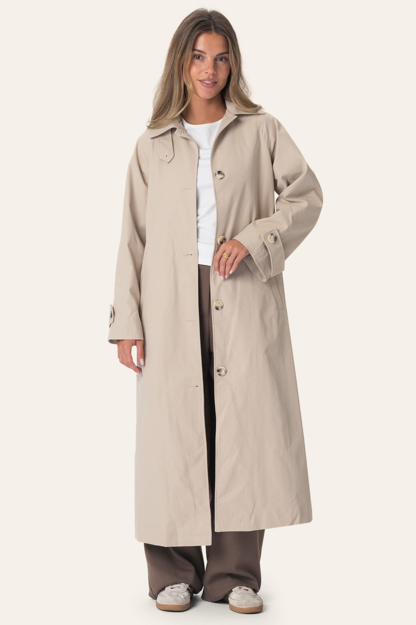 【ぱぴ】美品　eaphi WESTERN LONG COAT beige Ivory Wool Blend Coat – Timeless Winter Double Breasted Overcoat