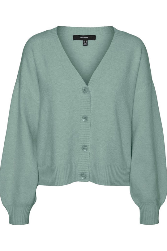 VMDoffy LS Vneck Button Cardigan - Jadeite Melange