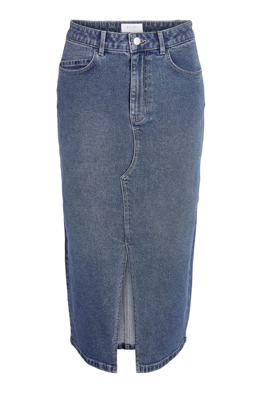 NMKath Slit Midi Shirt - Medium Blue Denim