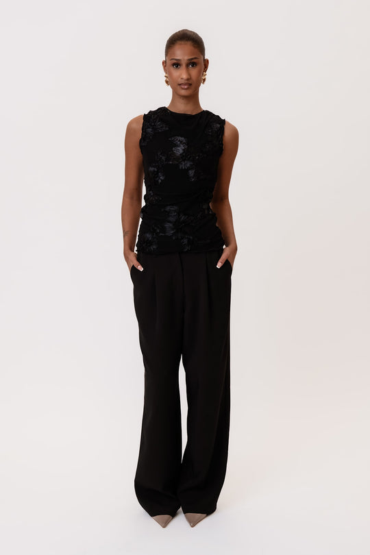MiraIC Mesh Top (Preorder del. week 43) - Black Flower