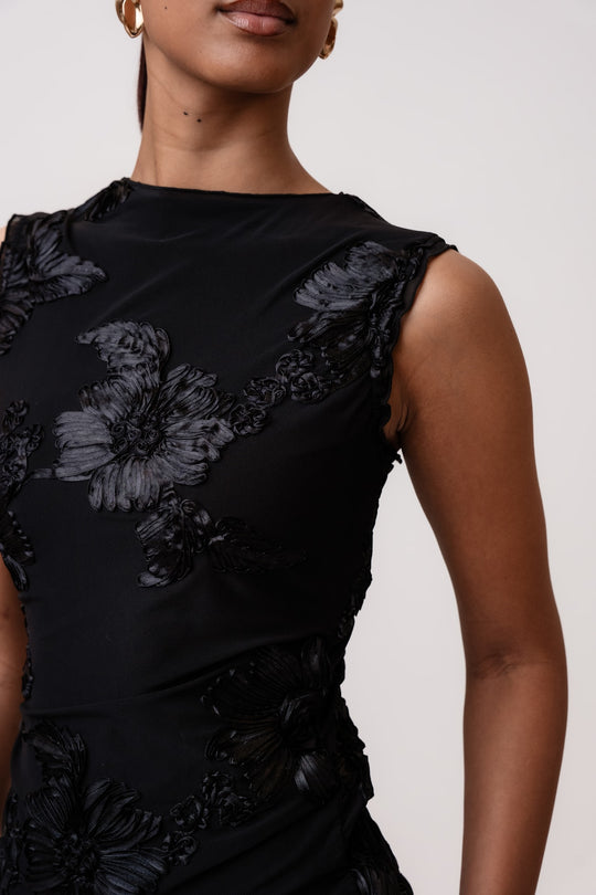 MiraIC Mesh Top (Preorder del. week 43) - Black Flower