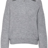 ONLBaker LS Zip Pullover Knit - Light Grey Melange