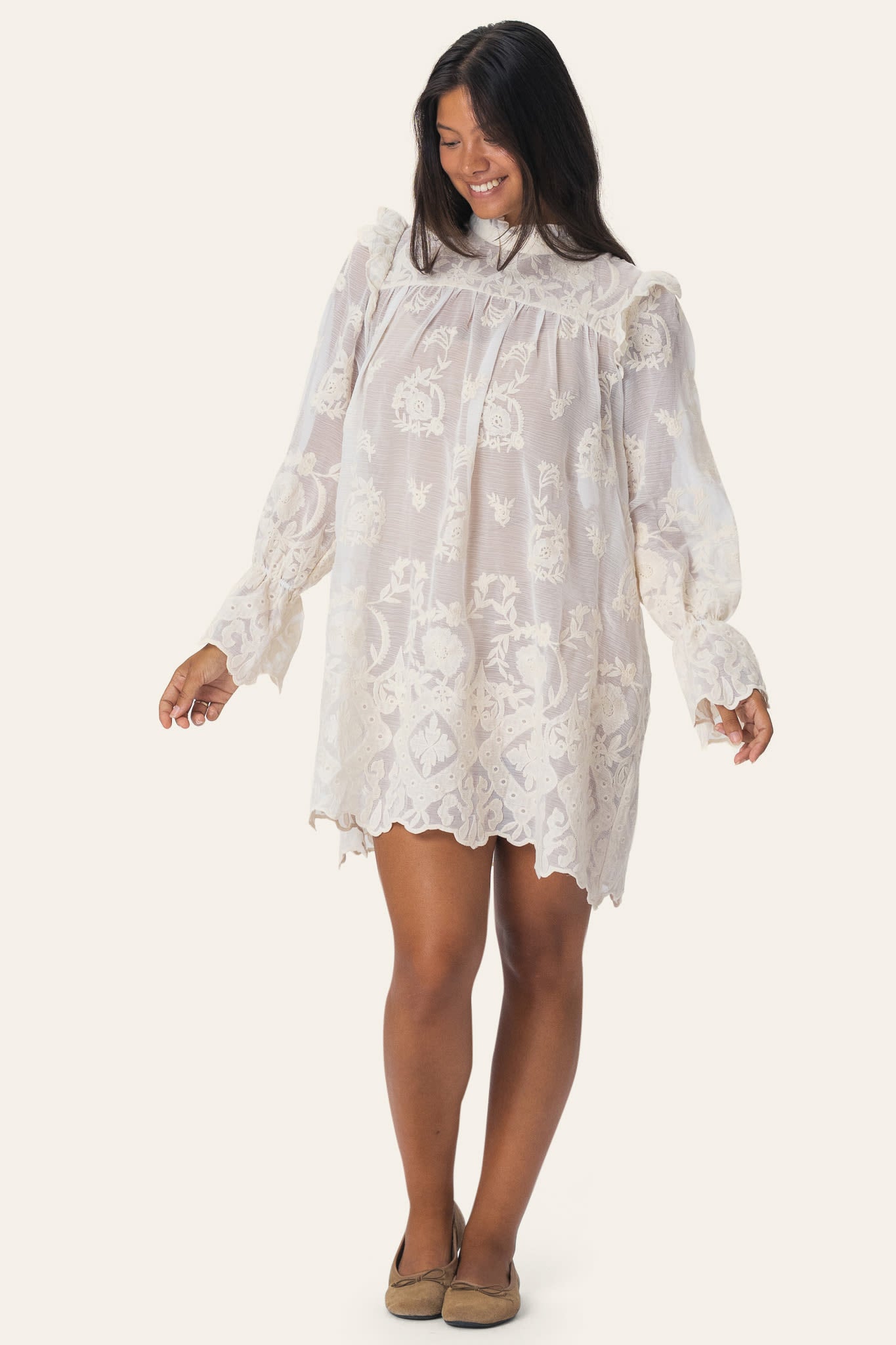 EllinorIC Lace Dress - Vintage White – en.byic.com