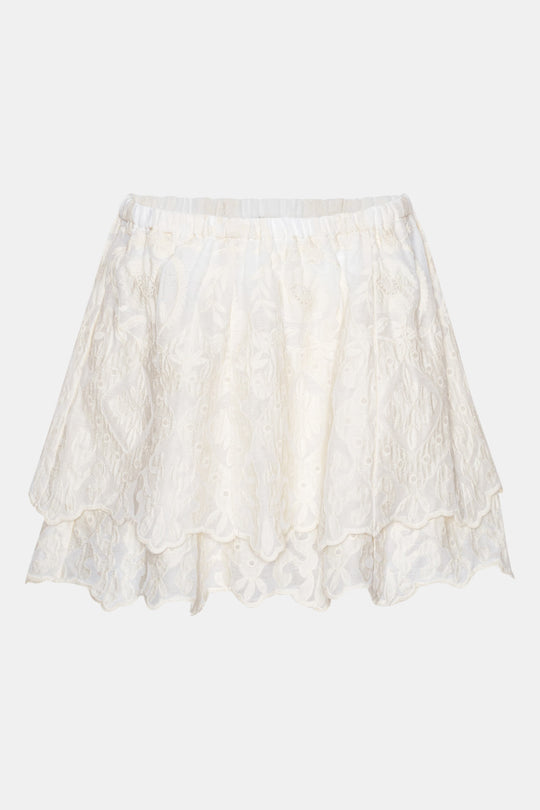 EllinorIC Lace Mini Skirt - Vintage White