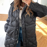 JXLenora Shiny Quilted Coat - Black