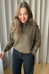 ONLBaker LS Zip Pullover - Cocoa Brown Melange