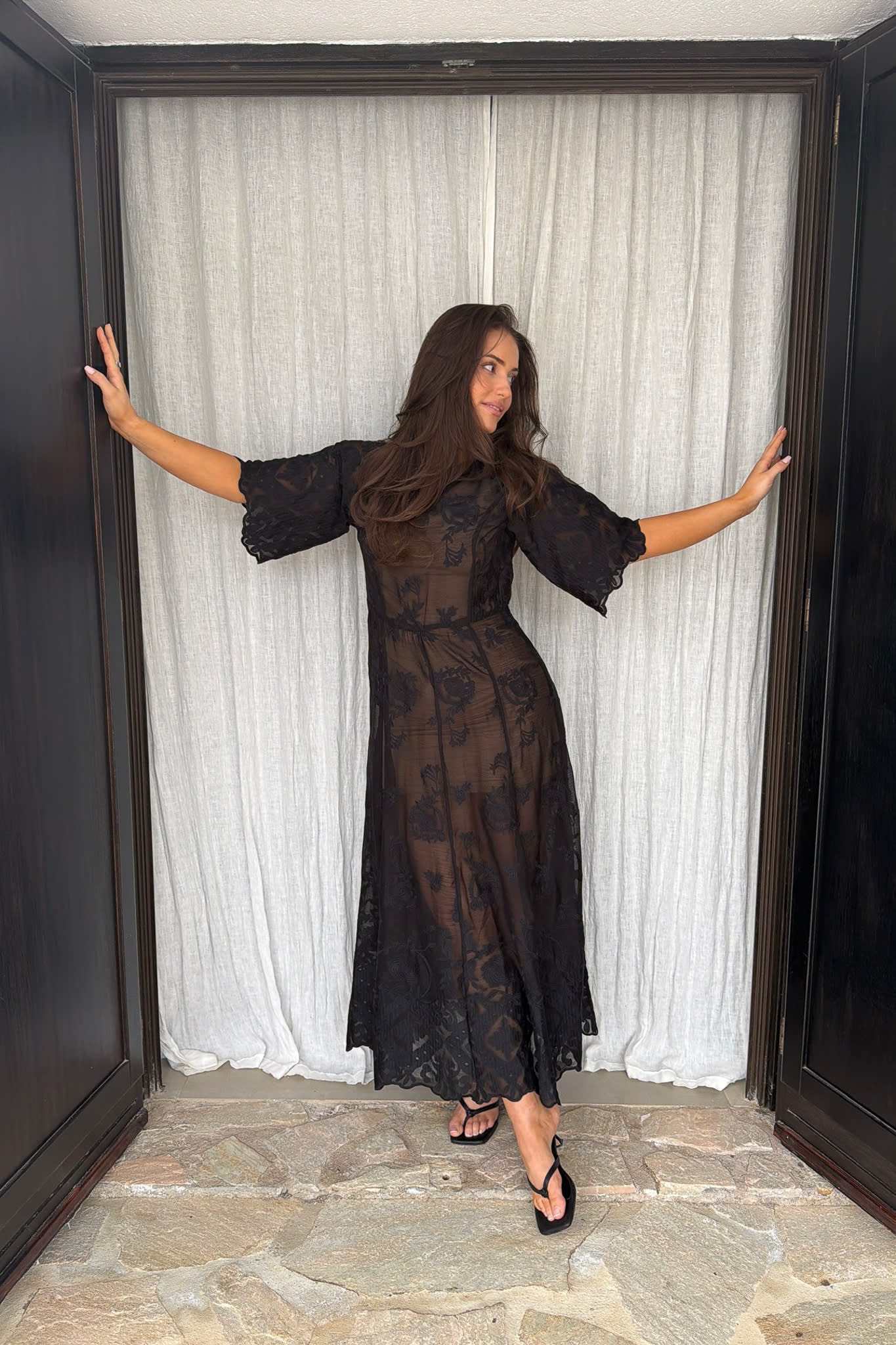 EllinorIC Lace Long Dress - Vintage Black – en.byic.com