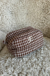 EmilieIC Mini Cosmetic Bag - Brown Checks