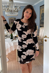 MajaIC Mesh Dress - Black Beige Flower