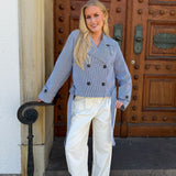 AlmaIC Trenchcoat - Blue Woven Stripe