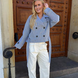 AlmaIC Trenchcoat - Blue Woven Stripe