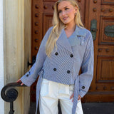 AlmaIC Trenchcoat - Blue Woven Stripe