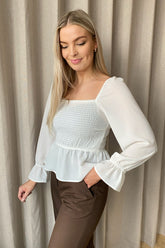 ONLNova Lux LS Rochelle Top Solid - Cloud Dancer