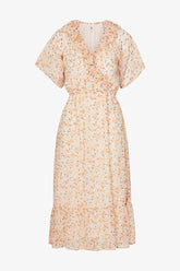 JDYMoon SS Midi Wrap Dress - Cloud Dancer Easy Flower