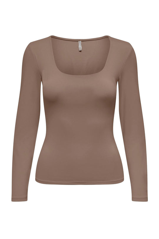 ONLEa LS Deep Neck Top - Walnut