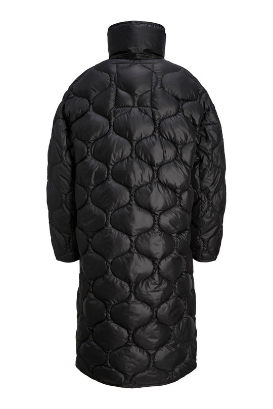 JXLenora Shiny Quilted Coat - Black