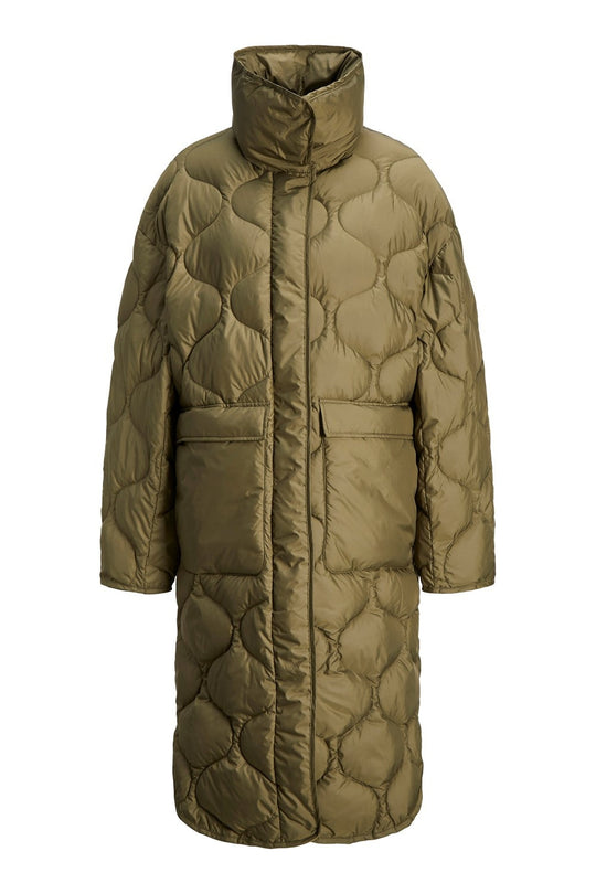 JXLenora Shiny Quilted Coat - Burnt Olive