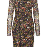 NMJudith LS Mesh Ruching Dress - Black Sunflower