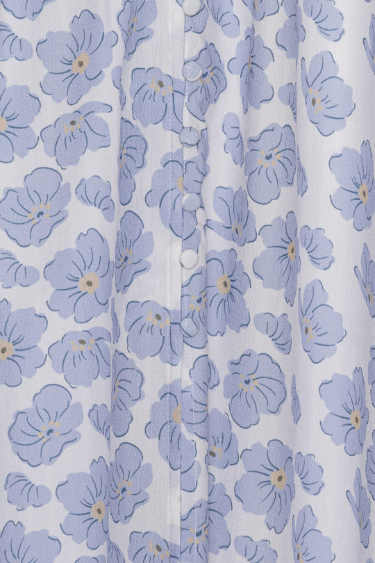 AdelIC Long SS Dress - Blue Dazzling Flower