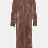 KellyIC Long Plissé Dress - Brown
