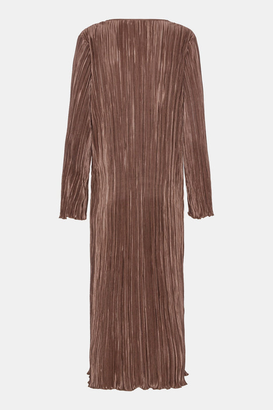 KellyIC Long Plissé Dress (Preorder del. week 42) - Brown