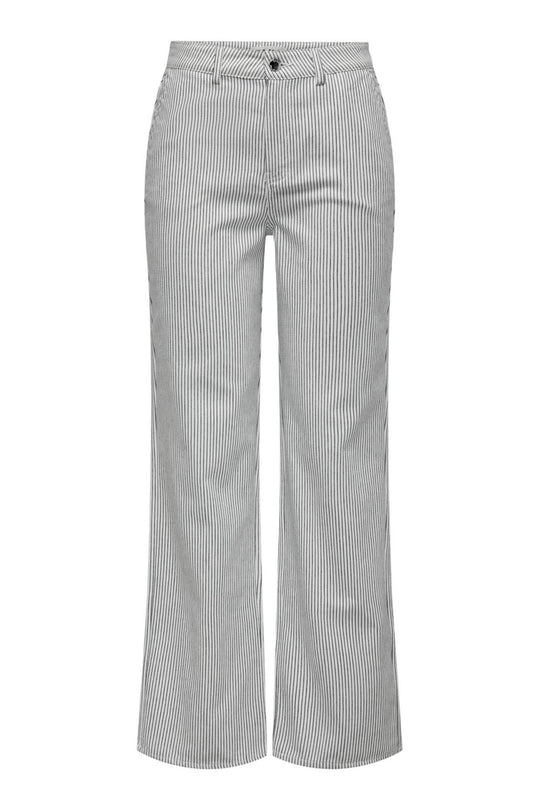 ONLMerle HW Straight Stripe Pant - White Nightsky