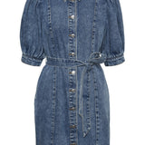NMFreya SS Denim Belt Dress - Medium Blue Denim