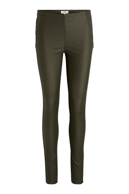 OBJBelle MW Coated Leggings - Forest Night