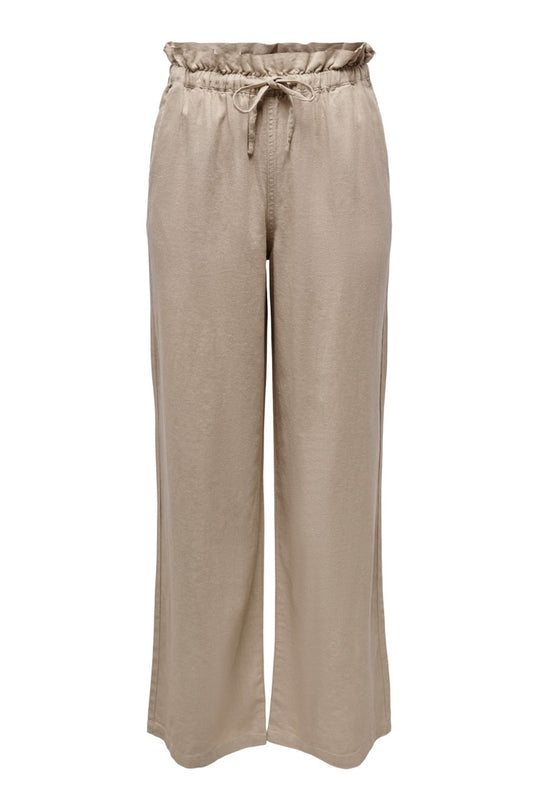 ONLCaro HW Wide Linen Blend Pant - Oxford Tan