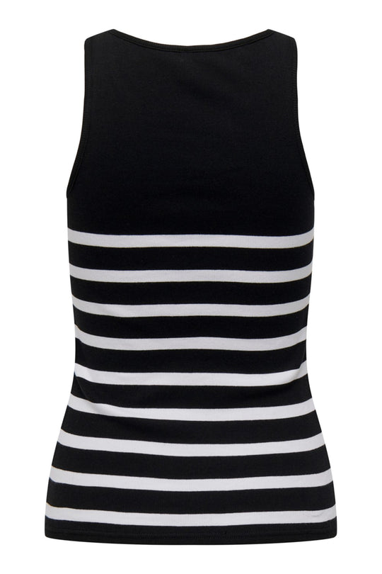 ONLKenya Rib Stripe Tank Top - Black Bright White