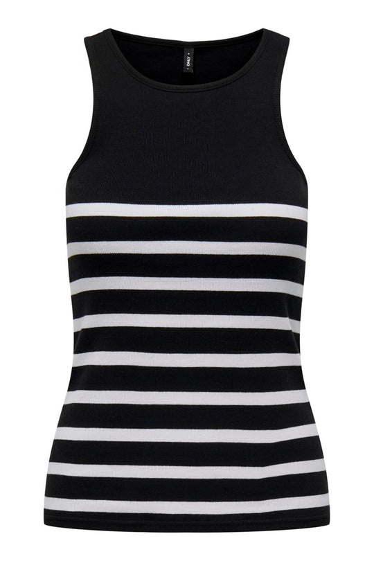 ONLKenya Rib Stripe Tank Top - Black Bright White