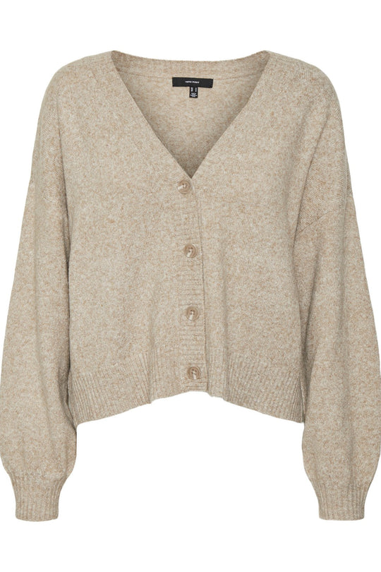 VMDoffy LS Vneck Button Cardigan - Sepia Tint Melange