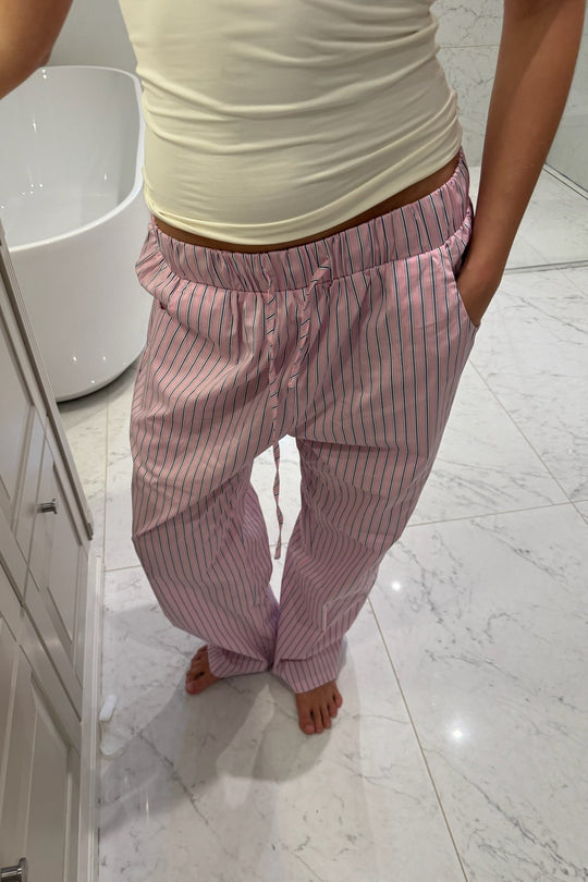 HannahIC Pants - Light Pink White Stripe