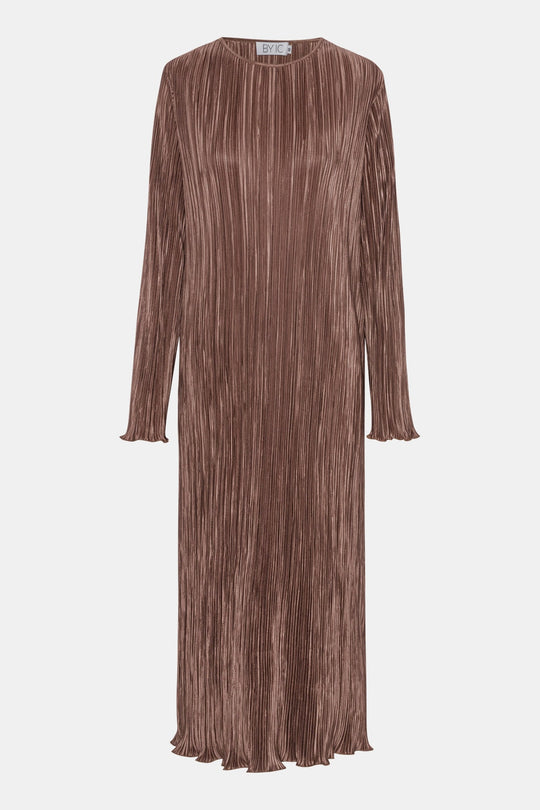 KellyIC Long Plissé Dress (Preorder del. week 42) - Brown