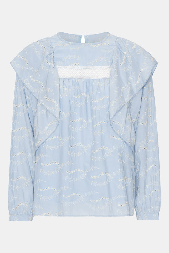 IngridIC Shirt - Blue White Embroidery