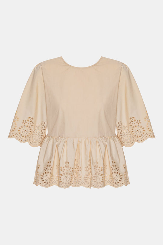 LulaIC Top - Beige Embroidery