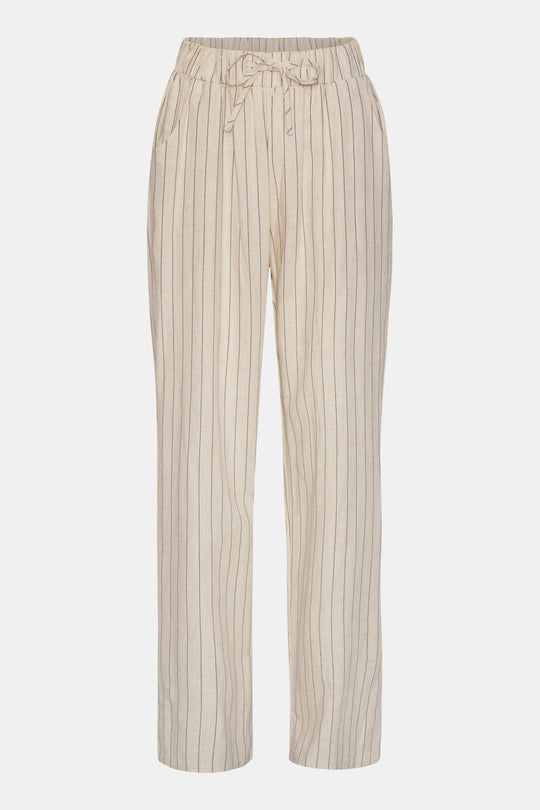 HannahIC Pants - Beige Linen Pinstripe