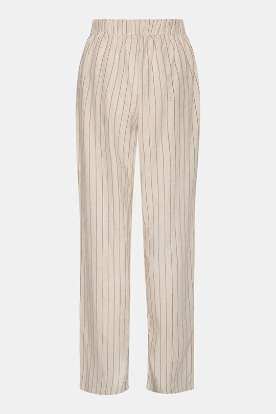 HannahIC Pants - Beige Linen Pinstripe