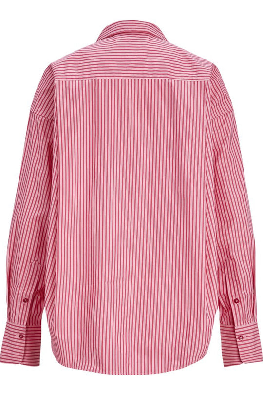 JXJamie LS Relaxed Poplin Shirt - Cerise Stripe