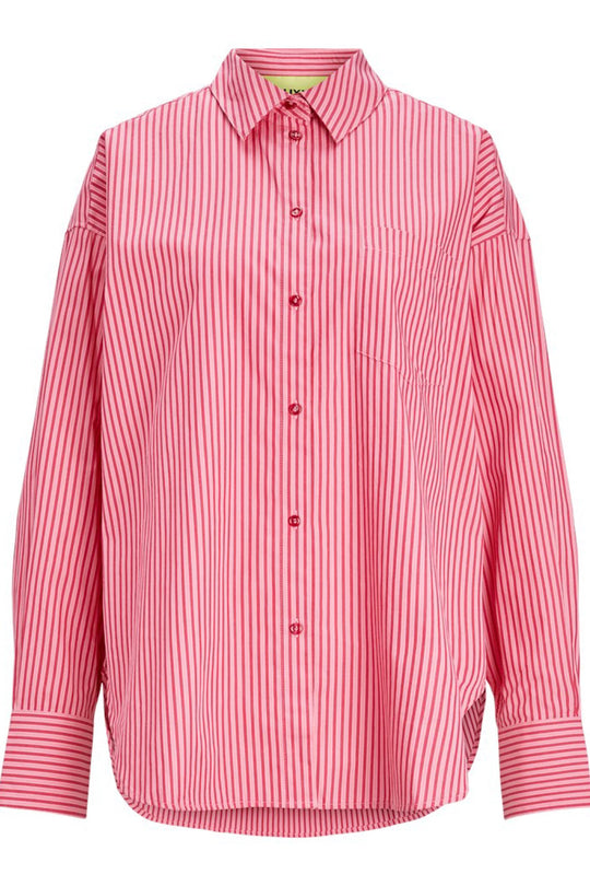 JXJamie LS Relaxed Poplin Shirt - Cerise Stripe