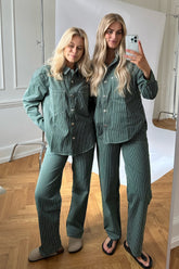 ONLNehva HW Straight Pants - Dark Green White