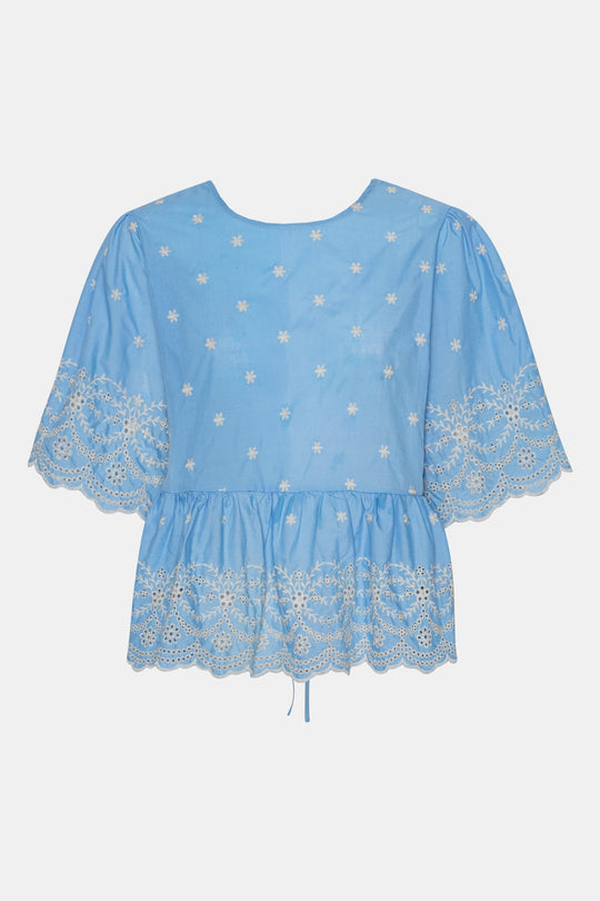 LulaIC Top - Soft Blue White Embroidery