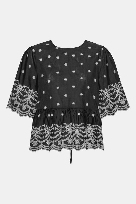 LulaIC Top - Black White Embroidery