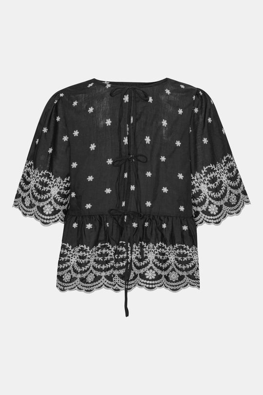 LulaIC Top - Black White Embroidery