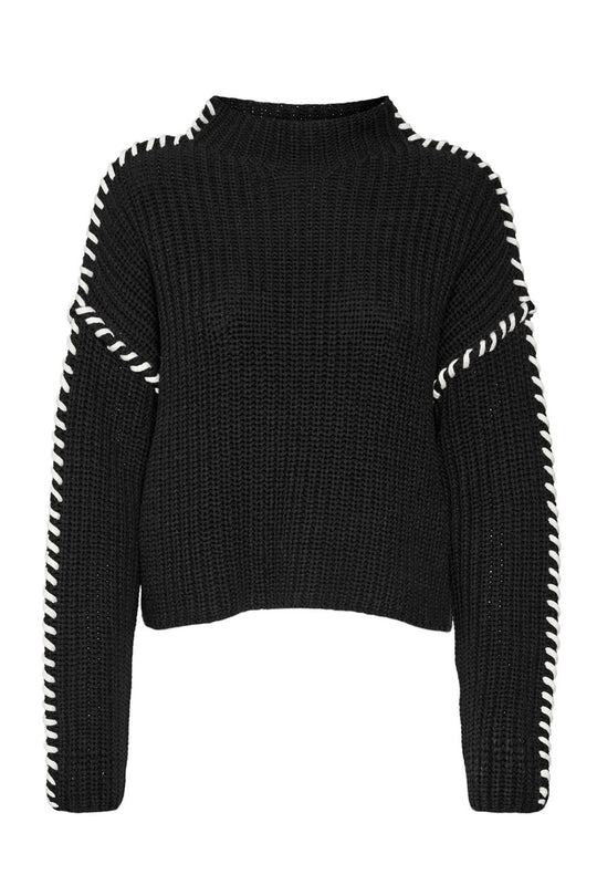 VMCream LS Funnelneck Pullover - Black With Snow White