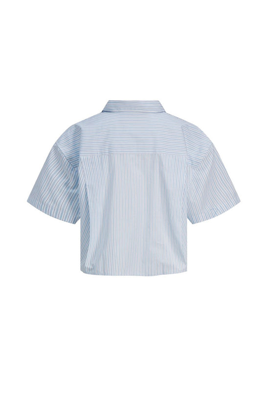 JXMolly SS Relaxed Poplin Shirt - White Blue