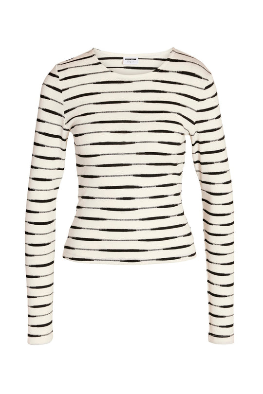 NMMalina LS Stripe Top - Snow White Black