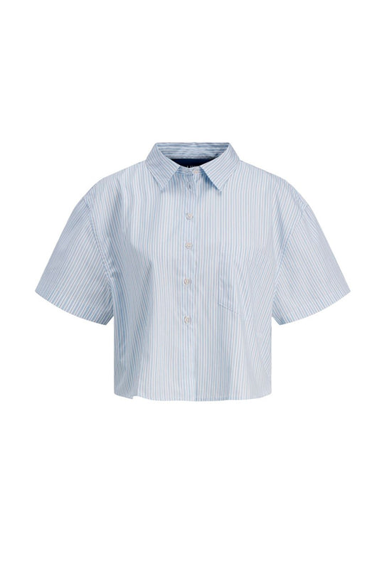 JXMolly SS Relaxed Poplin Shirt - White Blue