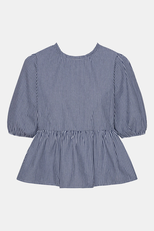 LulaIC Top - Blue Woven Stripe