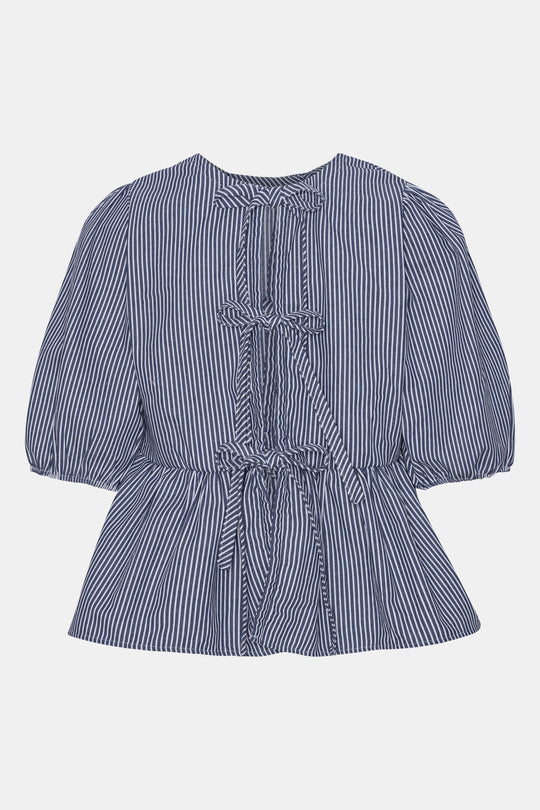 LulaIC Top - Blue Woven Stripe